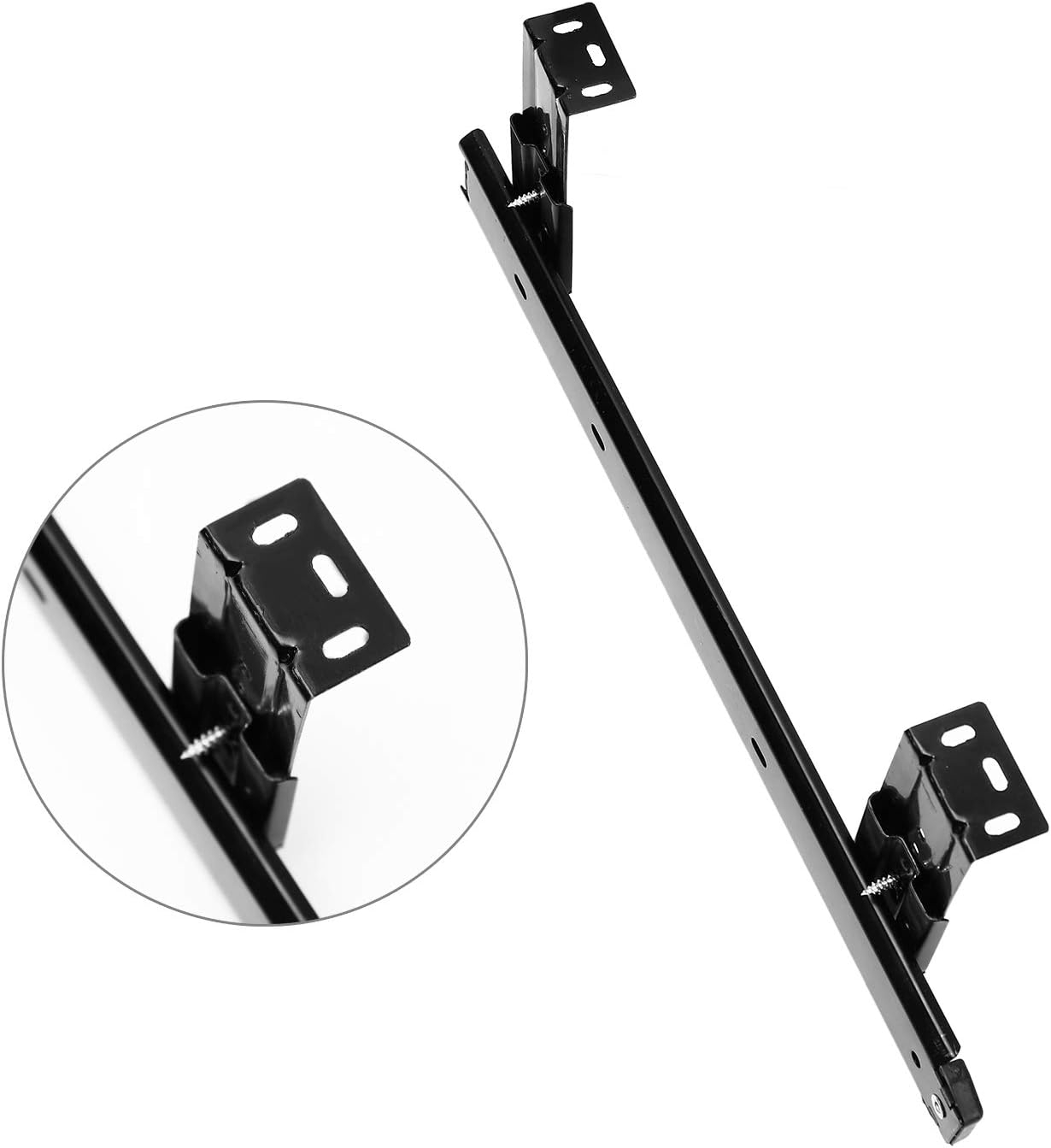 Keyboard Slide, KINJOEK 14 Inch 2 PCS Heavy Duty Ball Bearing Slides, Computer Drawer Tray Accessories, Cabinet Furniture Rails Rack with Adjustable Height Bracket and Screws, Black