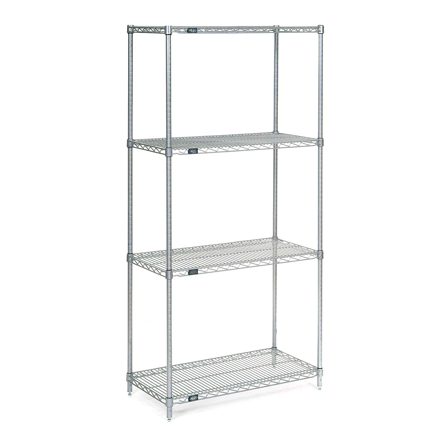 Nexel VP24487NC 24 x 48 x 74 in. 4 Tier Economy Wire Shelving Starter Unit, Nickel Chrome