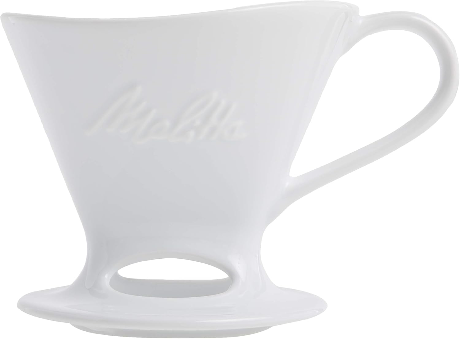 Melitta 1 Cup Porcelain Pour-Over Cone Coffeemaker, Glossy White