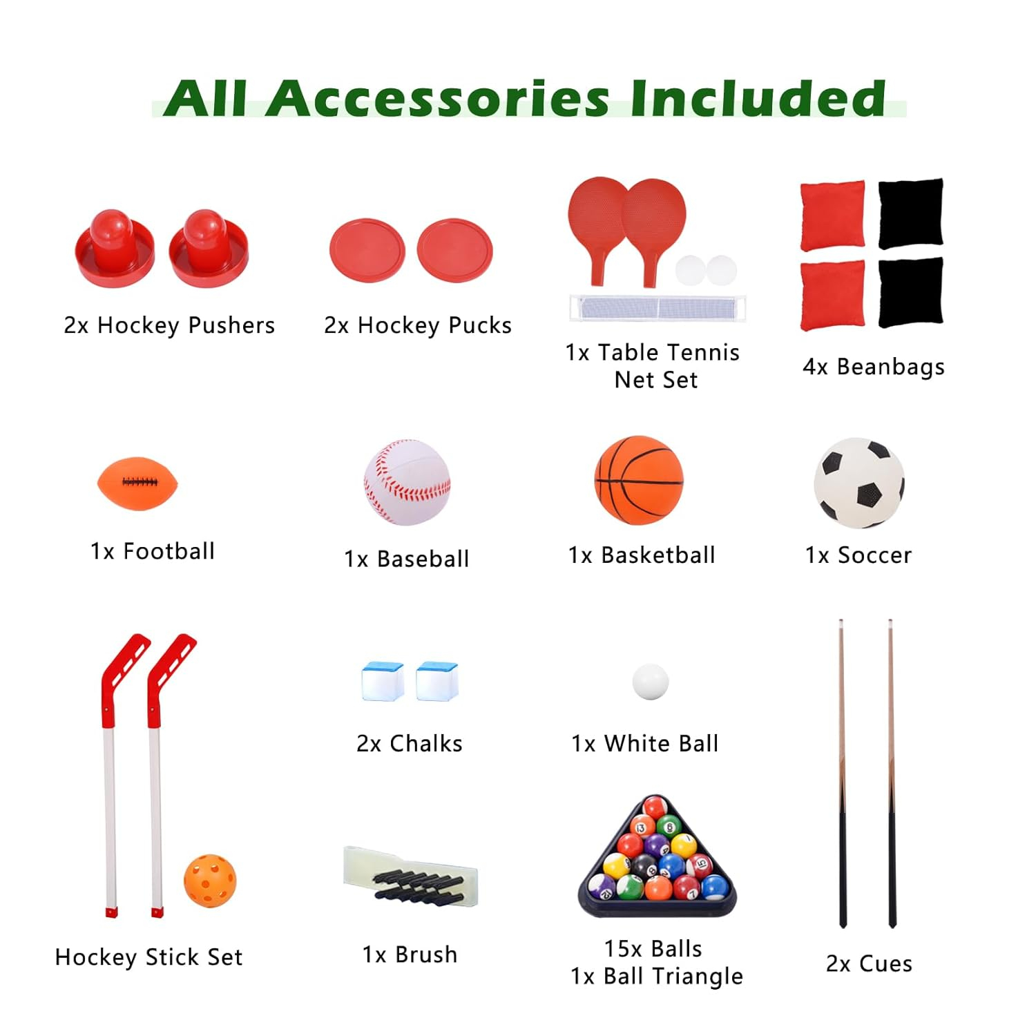 48" Multi Game Table, 9 in 1 Combo Game Table, Arcade Combination Game Table Set w/Billiards, Ping Pong, Hockey, Basketball, Bean Bag and Foosball for Adult, Kids, Home,Game Room