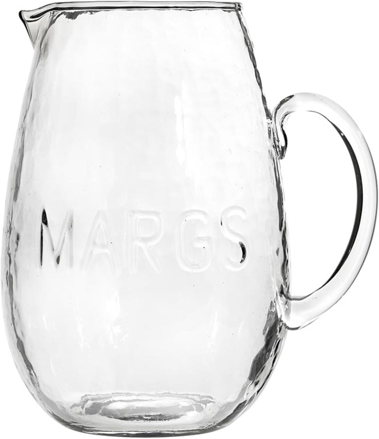 Handcrafted Clear Glass Margarita Pitcher with Hammered Texture