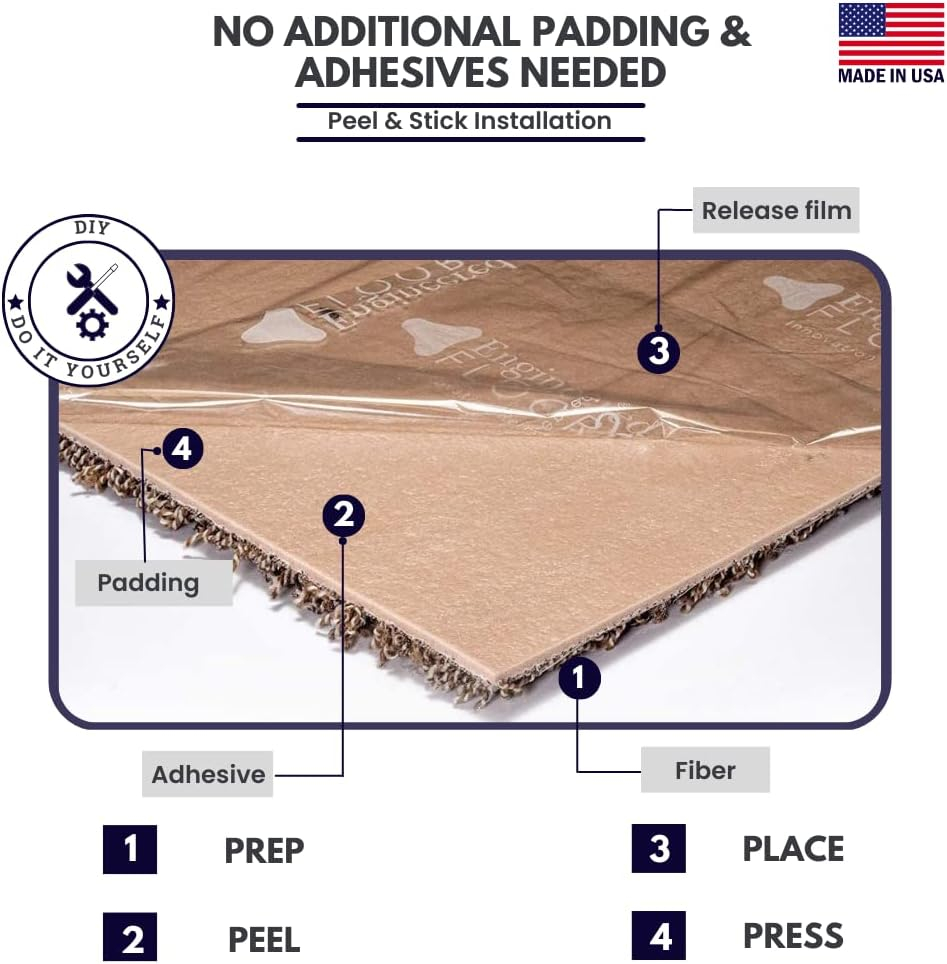 Smart Squares Walk in The Park Premium Made in The USA Carpet Tiles 18x18 Inch, Soft Padded, Seamless Appearance, Peel and Stick for Easy DIY Installation (10 Tiles - 22.5 Sq Ft, 377 Lace Agate)
