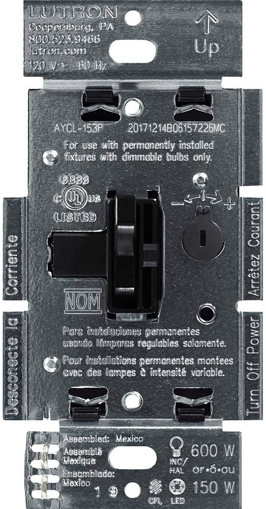 Black Smart LED Toggle Dimmer Switch for Dimmable Bulbs