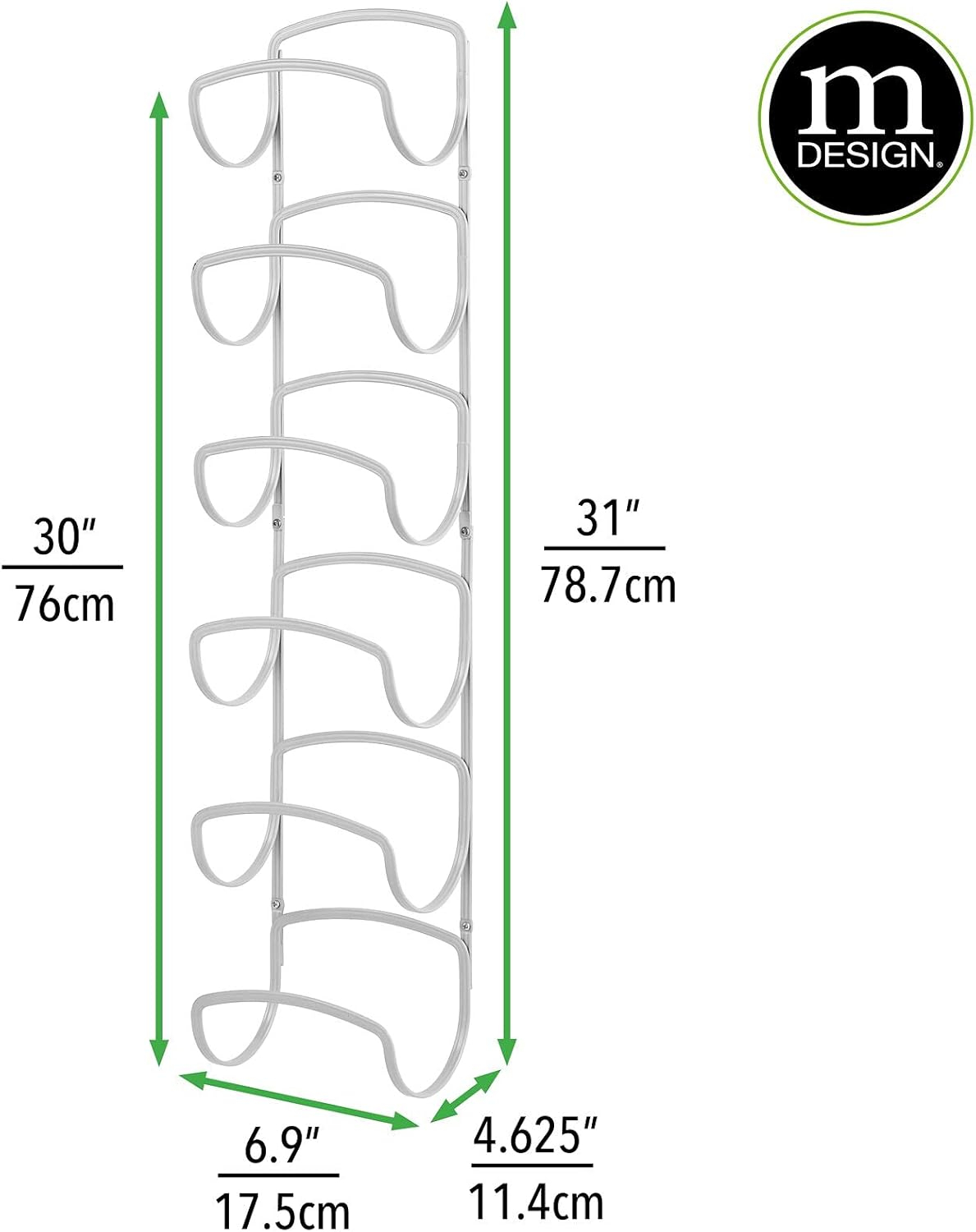 mDesign Steel Towel Holder for Bathroom Wall - Wall Mounted Organizer - Stone