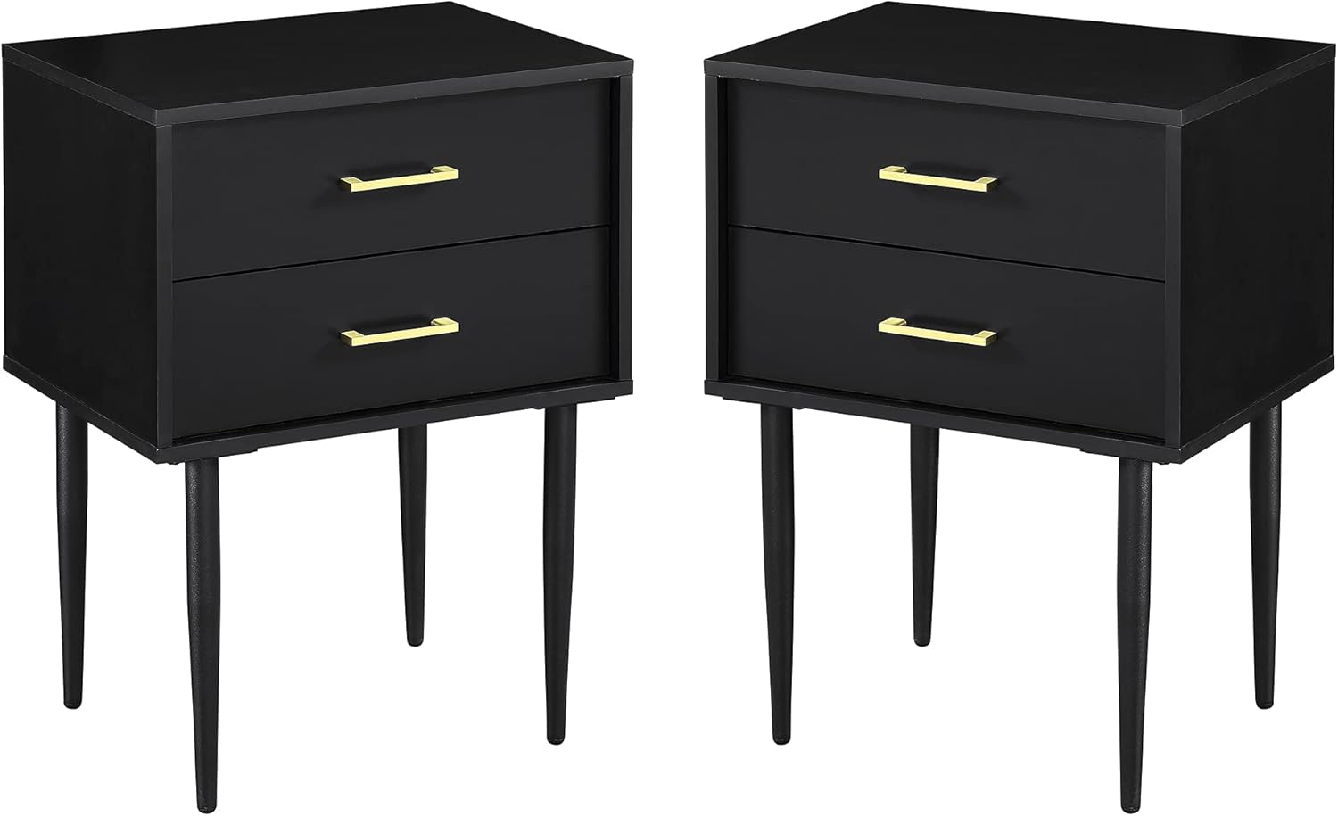 2-Piece 20" Two-Drawer Bedroom Nightstand in Dark Walnut