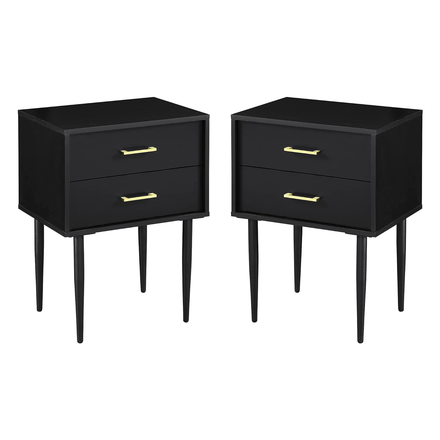 2-Piece 20" Two-Drawer Bedroom Nightstand in Dark Walnut