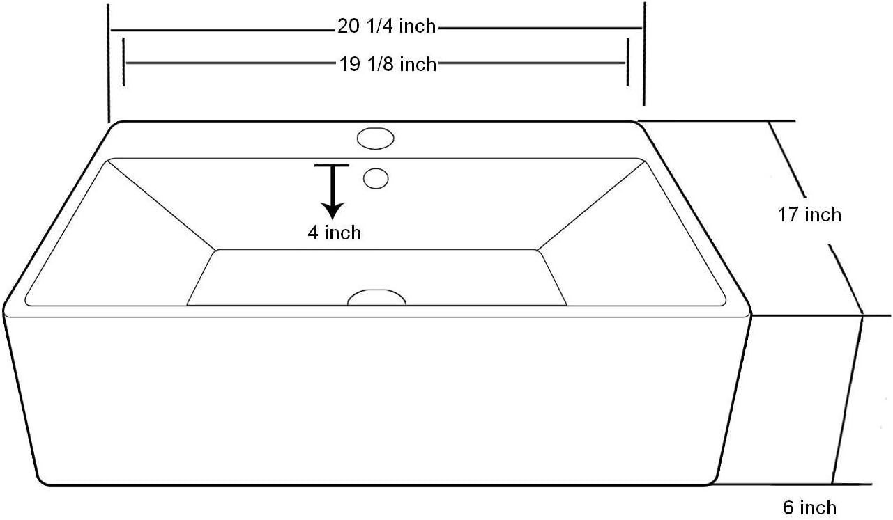 Dawn USA White Ceramic Rectangular Bathroom Sink with Overflow
