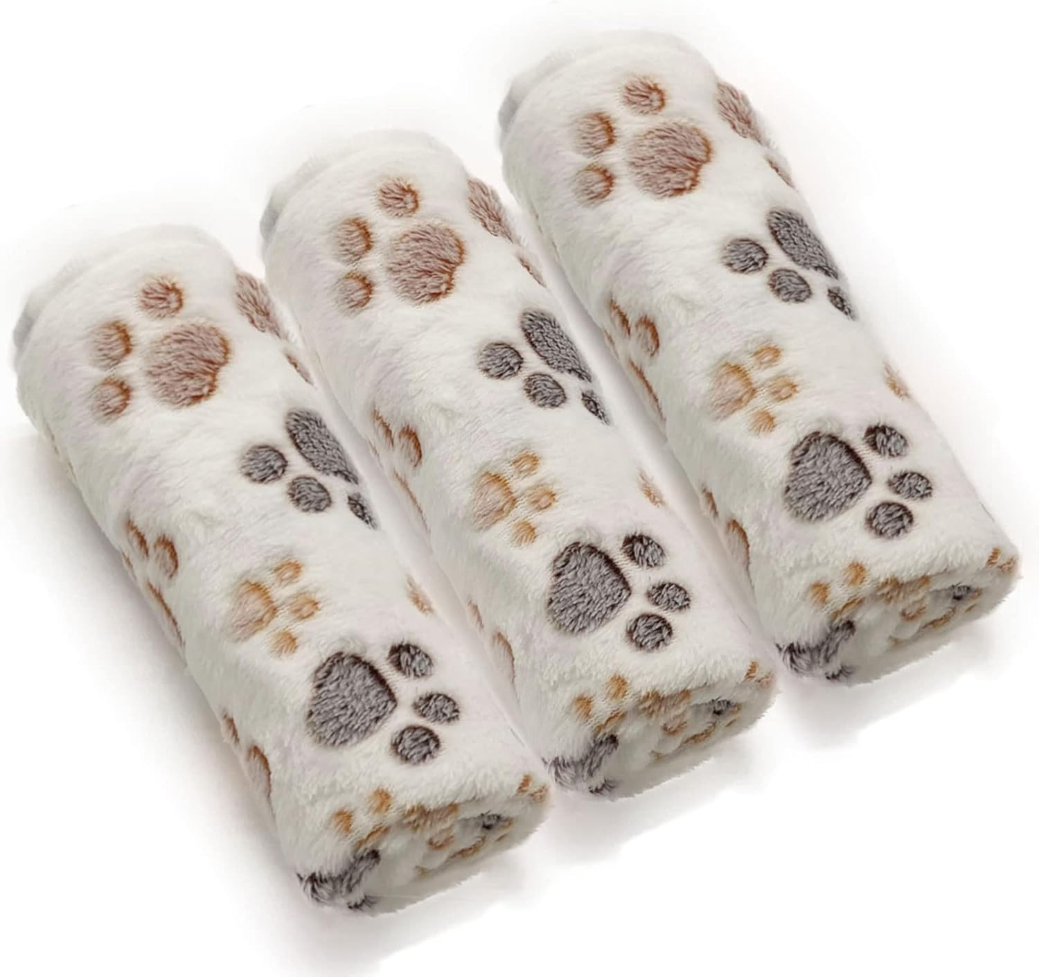 1 Pack 3 Puppy Dog Blankets Super Soft Warm Sleep Mat Fluffy Premium Fleece Pet Blanket Flannel Throw for Dog Puppy Cat - White Paw Print Medium(29"x20")