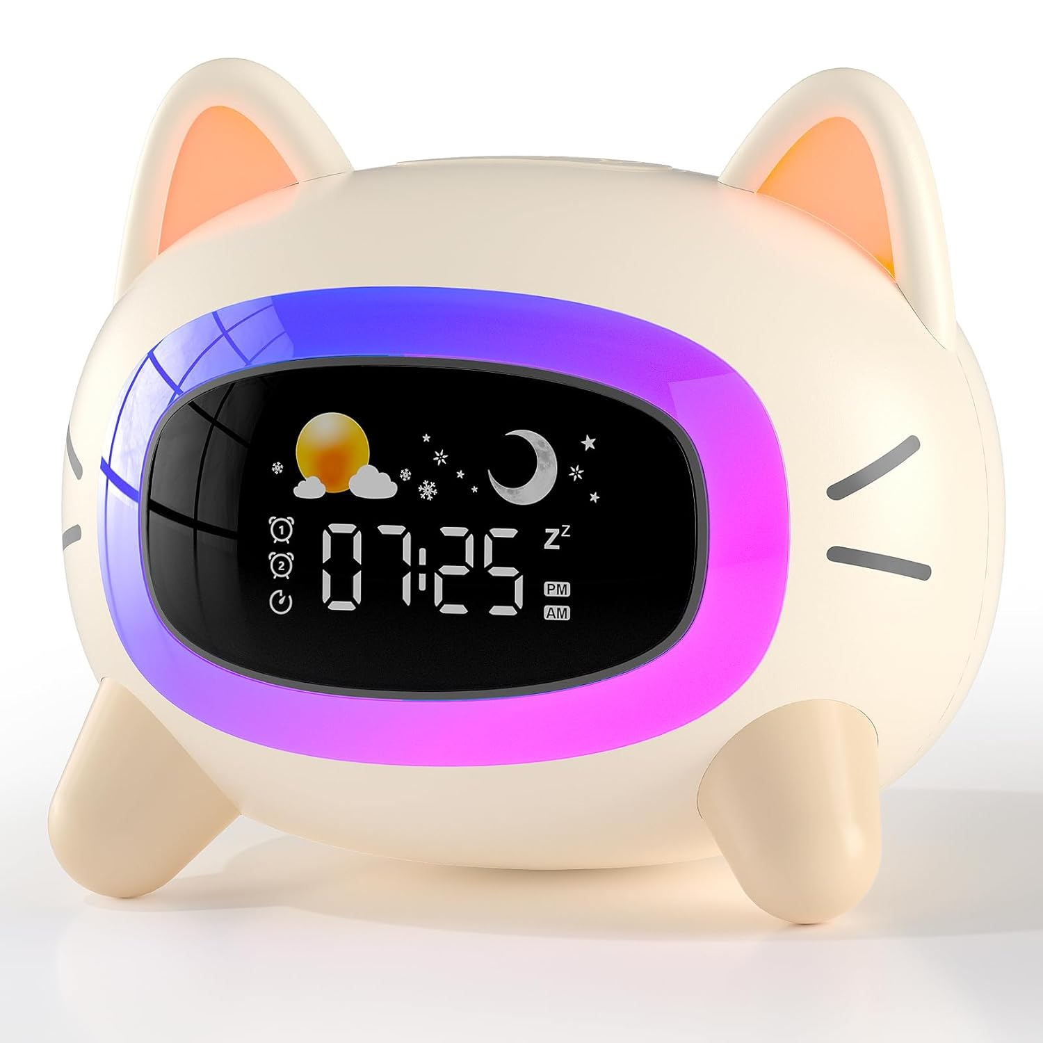 Kids Alarm Clock Ok to Wake Alarm Clock for Kids, Toddlers Night Light Clock for Bedroom, Cat Alarm Clock with Sleep Training and Sound Machine, Birthday Gift for Boy Girls Children