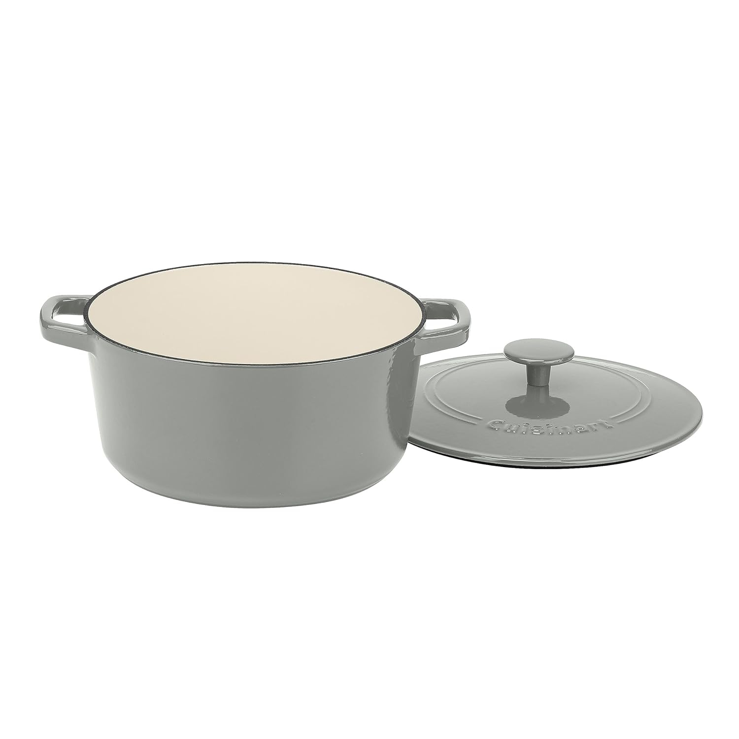 Cuisinart Chef's Classic Enameled Cast Iron 5-Quart Round Covered Casserole, Gray/Sage