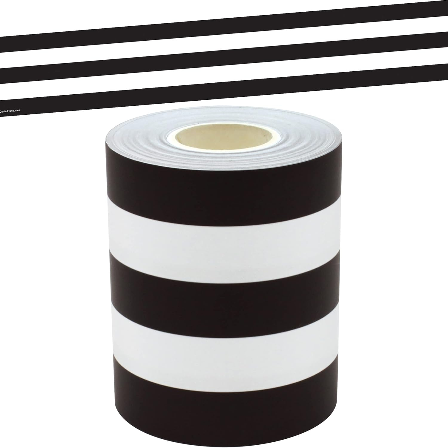 Teacher Created Resources Black & White Stripes Straight Rolled Border Trim - 50ft - Decorate Bulletin Boards, Walls, Desks, Windows, Doors, Lockers, Schools, Classrooms, Homeschool & Offices