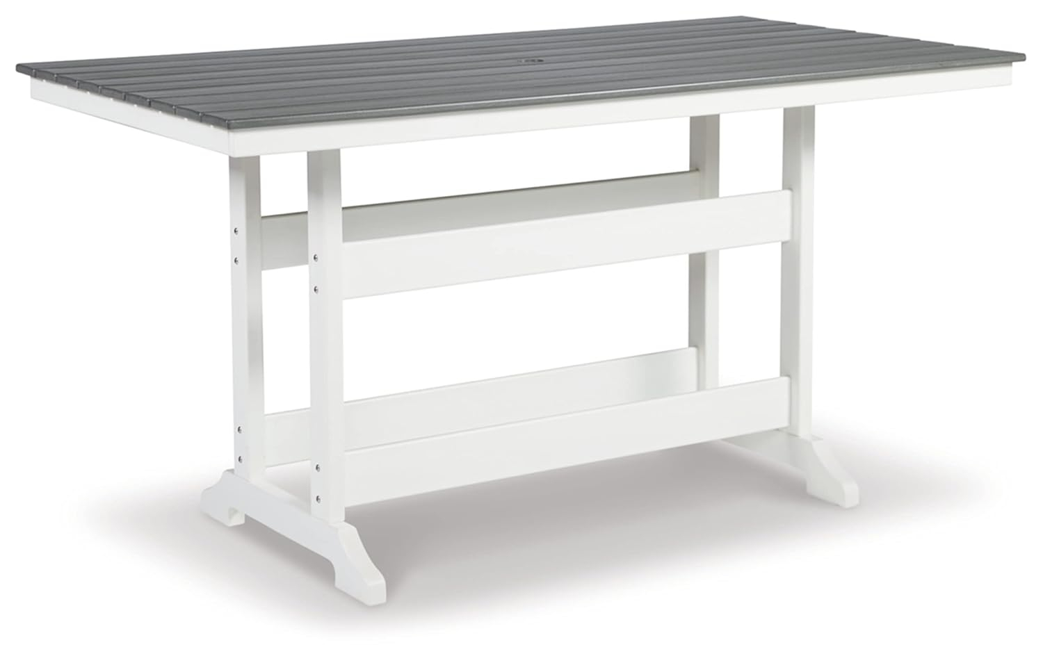 Ashley Furniture Transville Outdoor Plastic Dining Table in Gray and White
