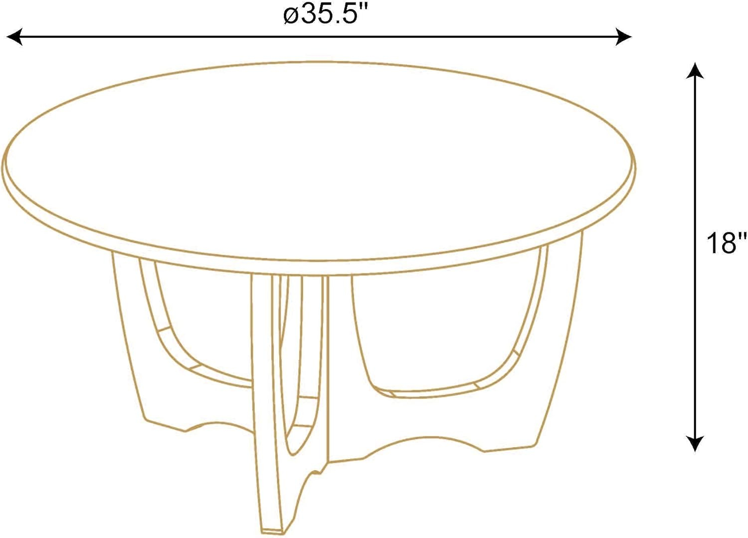 FINECASA Wooden Round Coffee Table, Curved Leg, Furniture, Accent Couch, Coffee Table for Livingroom, Round Wood Table, 36 x 18 Inches, Natural
