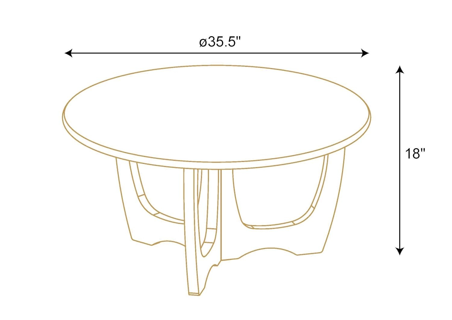 FINECASA Wooden Round Coffee Table, Curved Leg, Furniture, Accent Couch, Coffee Table for Livingroom, Round Wood Table, 36 x 18 Inches, Natural