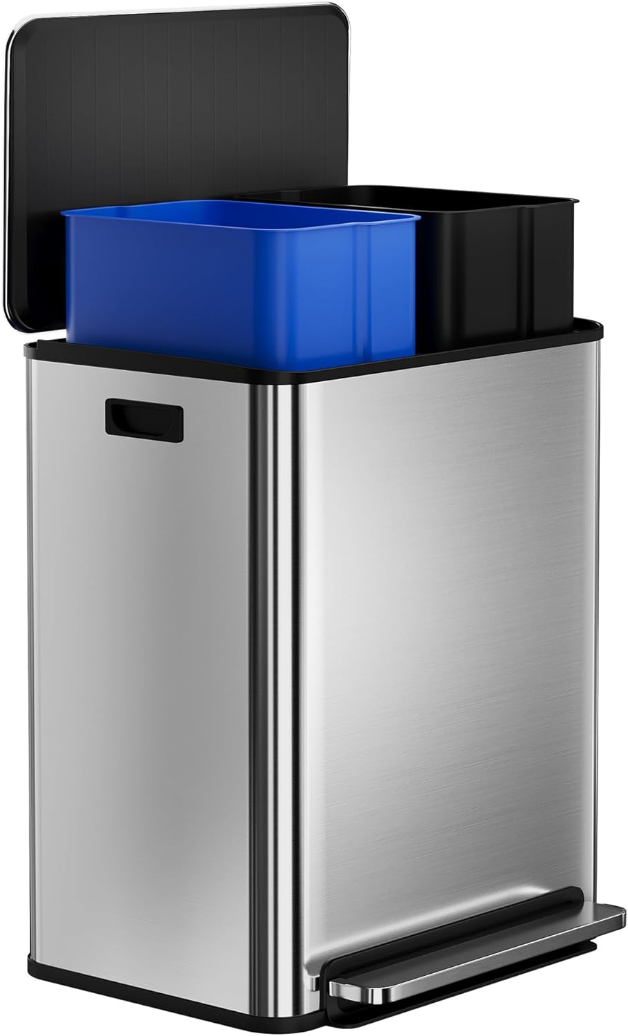 GarveeHome 60L/16 Gal Kitchen Trash Can,2×8 Gal Pedal Trash Bin with Removable Baskets,Stainless Steel Garbage Can for Kitchen Office Restaurant School Hospital
