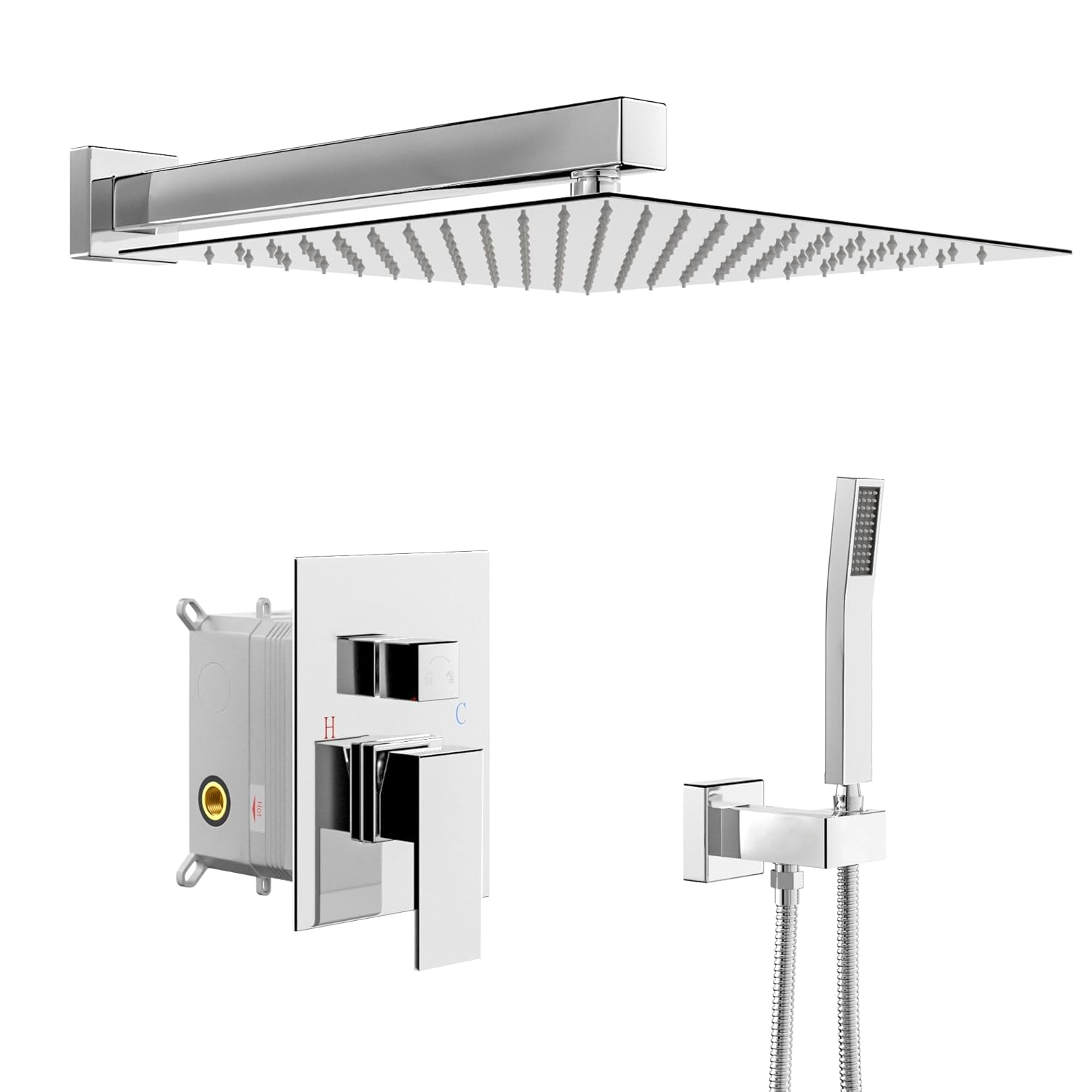 Lordear 10 Inches Luxury Wall Mounted Rainfall Shower Head System