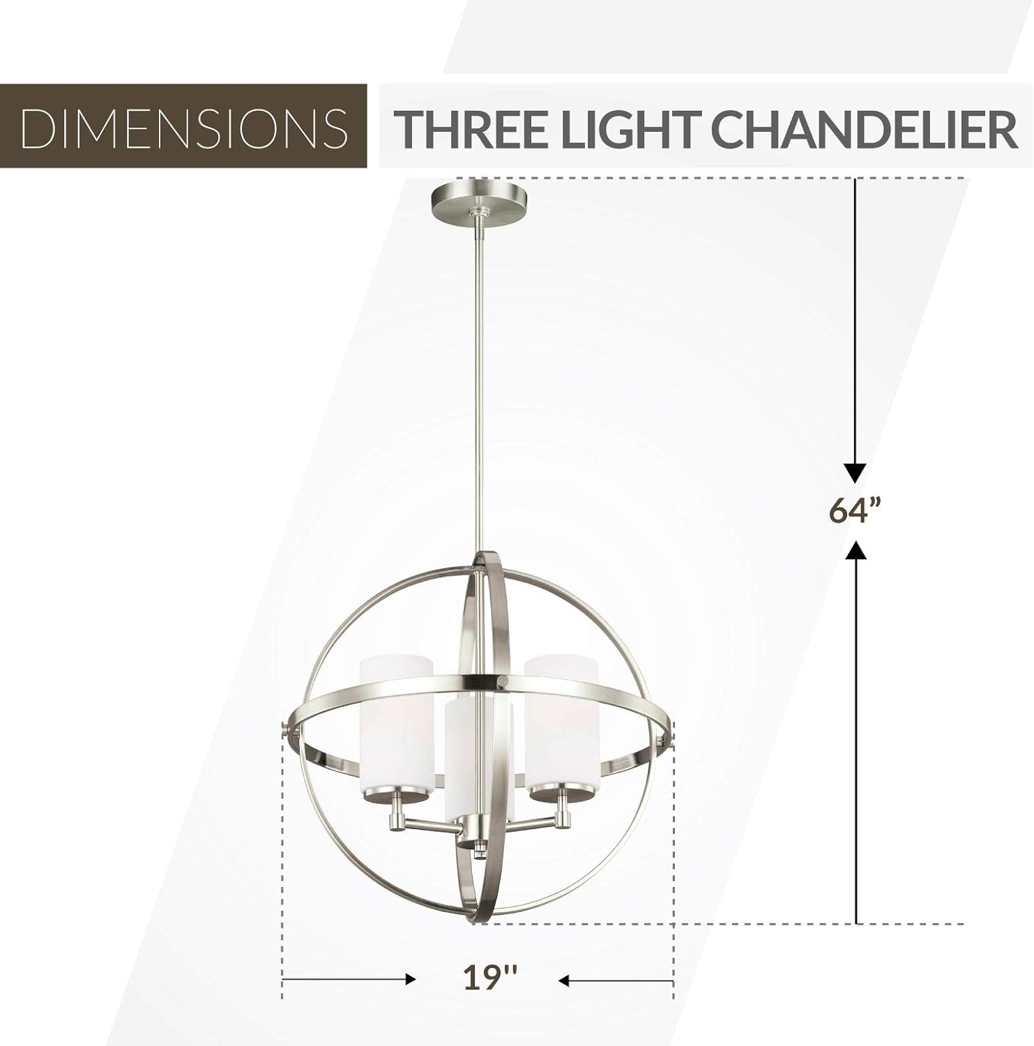 Alturas 3-Light Brushed Nickel Modern Dining Room Hanging Globe Chandelier with Etched White Glass