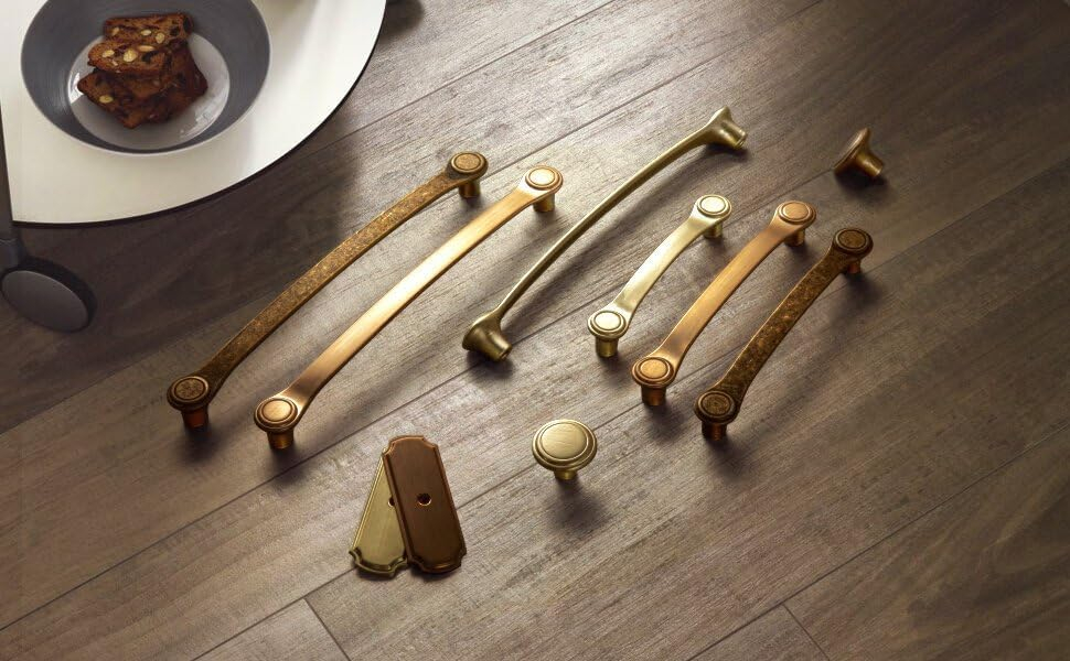 Antique Brass Arch Cabinet Pulls with Mounting Hardware