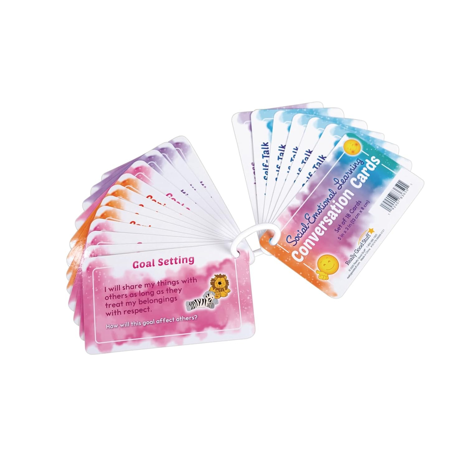 Really Good Stuff Social-Emotional Learning Conversation Cards for The Classroom or Home-Help Kids Discuss Emotions with Strategies & Activities