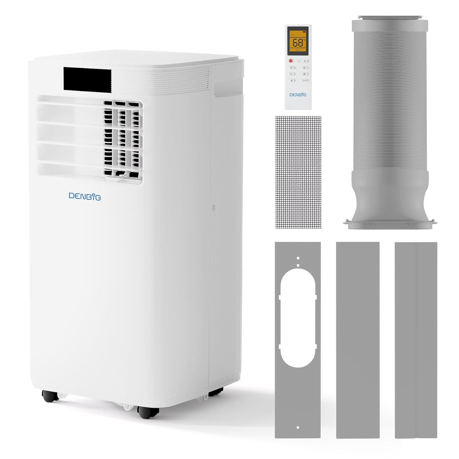 10,000 BTU Portable Air Conditioner for Room up to 350 Sq. Ft, Portable AC Unit with Built-in Dehumidifier and Multi-speed Fan, Remote Control, 24-Hour Timer, and Window Slider Kit, White