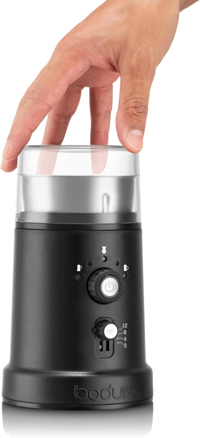 Bodum Bistro Electric Coffee Blade Grinder, Adjustable, 5 Grind Settings, 3 Ounces, Black