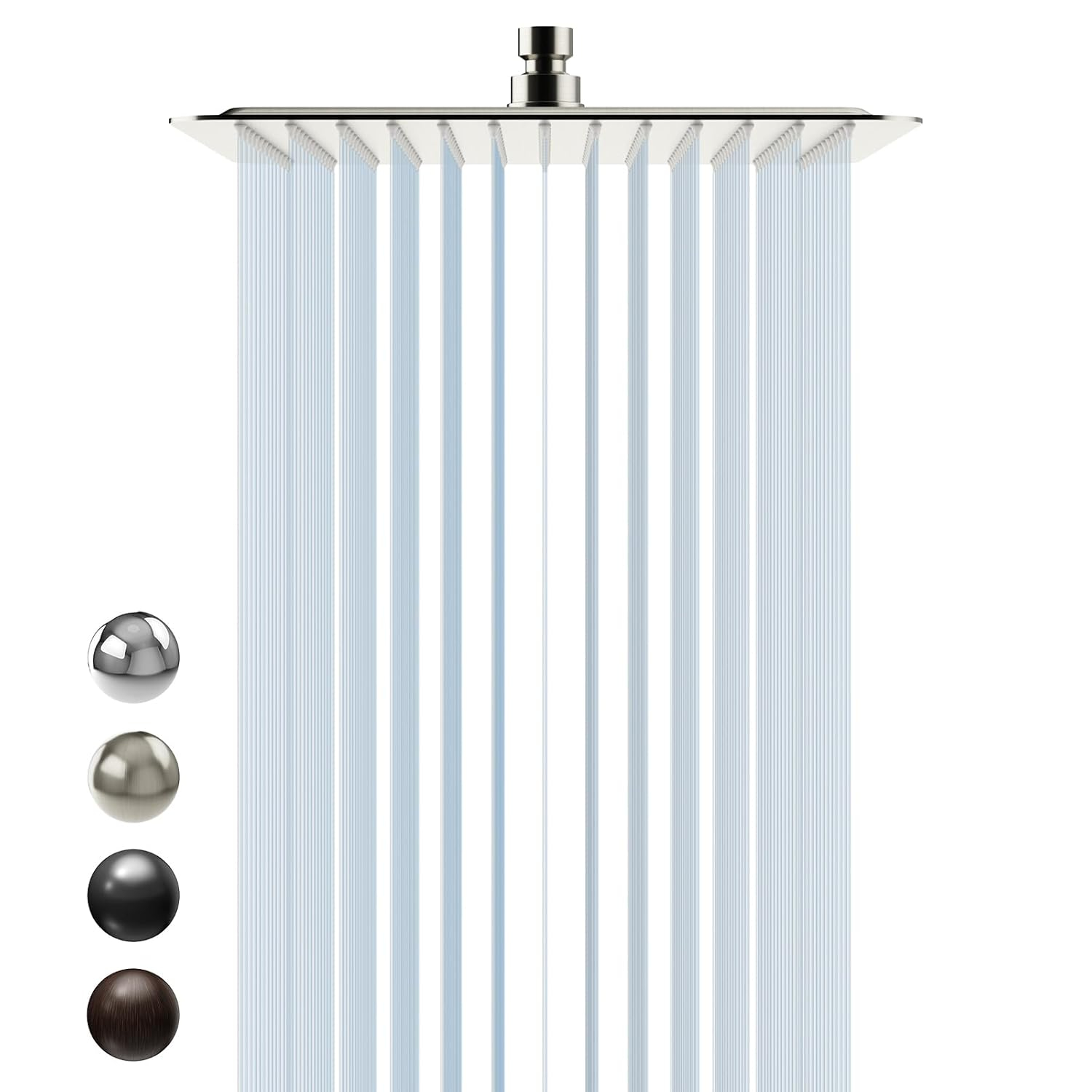 SR SUN RISE 12 Inch Rain Shower Head, High Pressure Rainfall Showerhead Large Waterfall Shower Head Ultra Thin Water Saving, Brushed Nickel 304 Stainless Steel