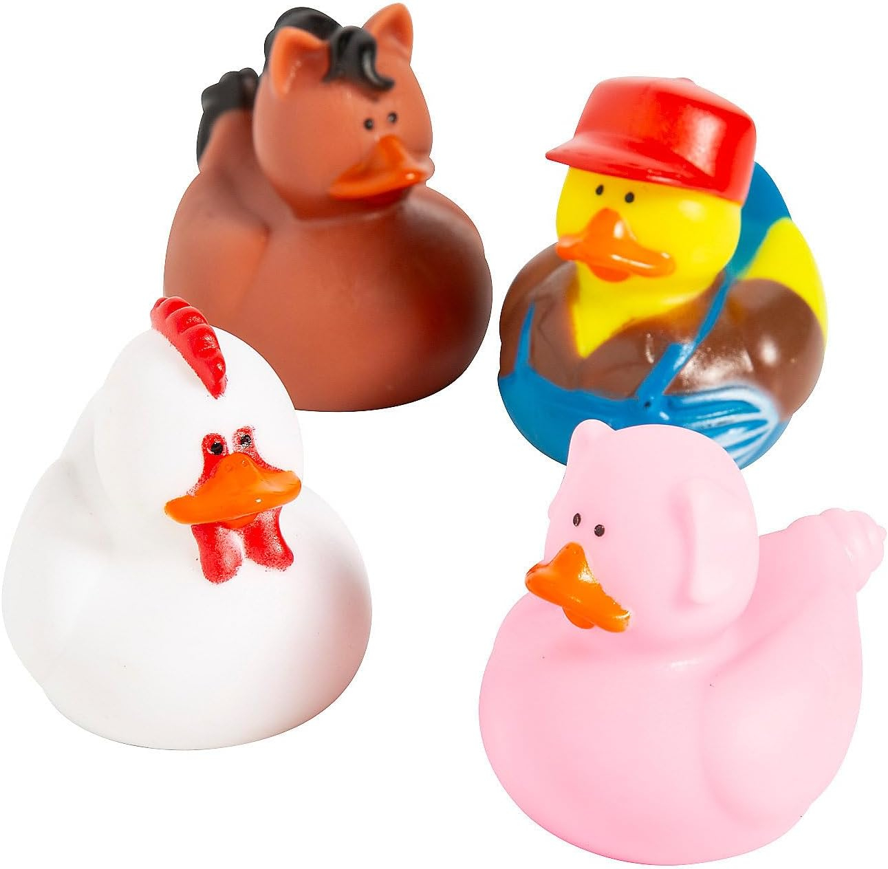 Farm Animal Themed Vinyl Rubber Duckies Set - 12 Pieces