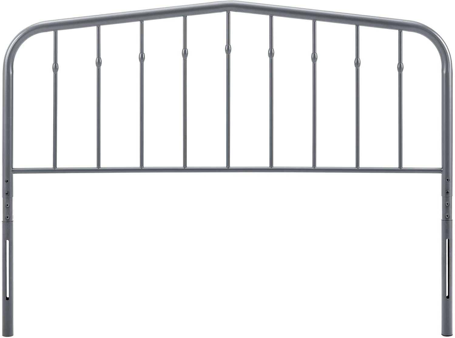 Modway Lennon Modern Farmhouse Metal Adjustable Headboard, Full Sized, Gray