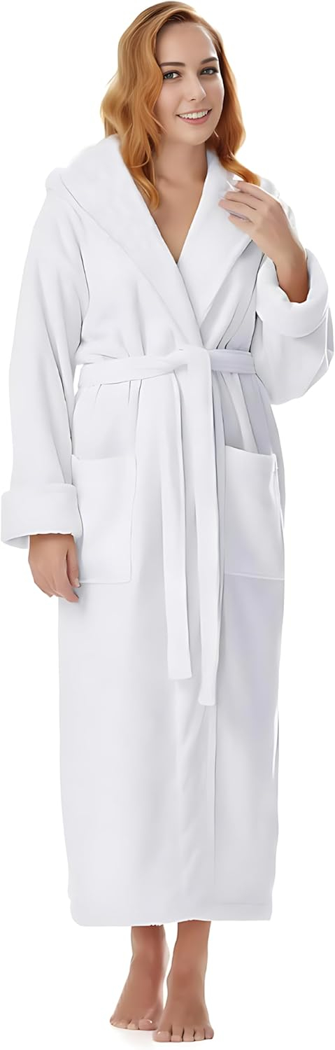 White Cotton Terry Shawl Collar Unisex Bathrobe