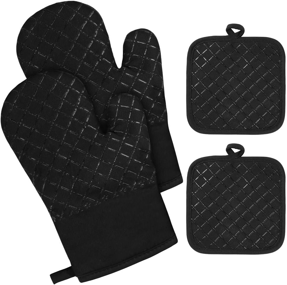 ACDNAC 4Pcs Oven Mitts,Effective Anti Slip and Anti Scalding Oven Mitt,Anti Corrosion Pot Holders