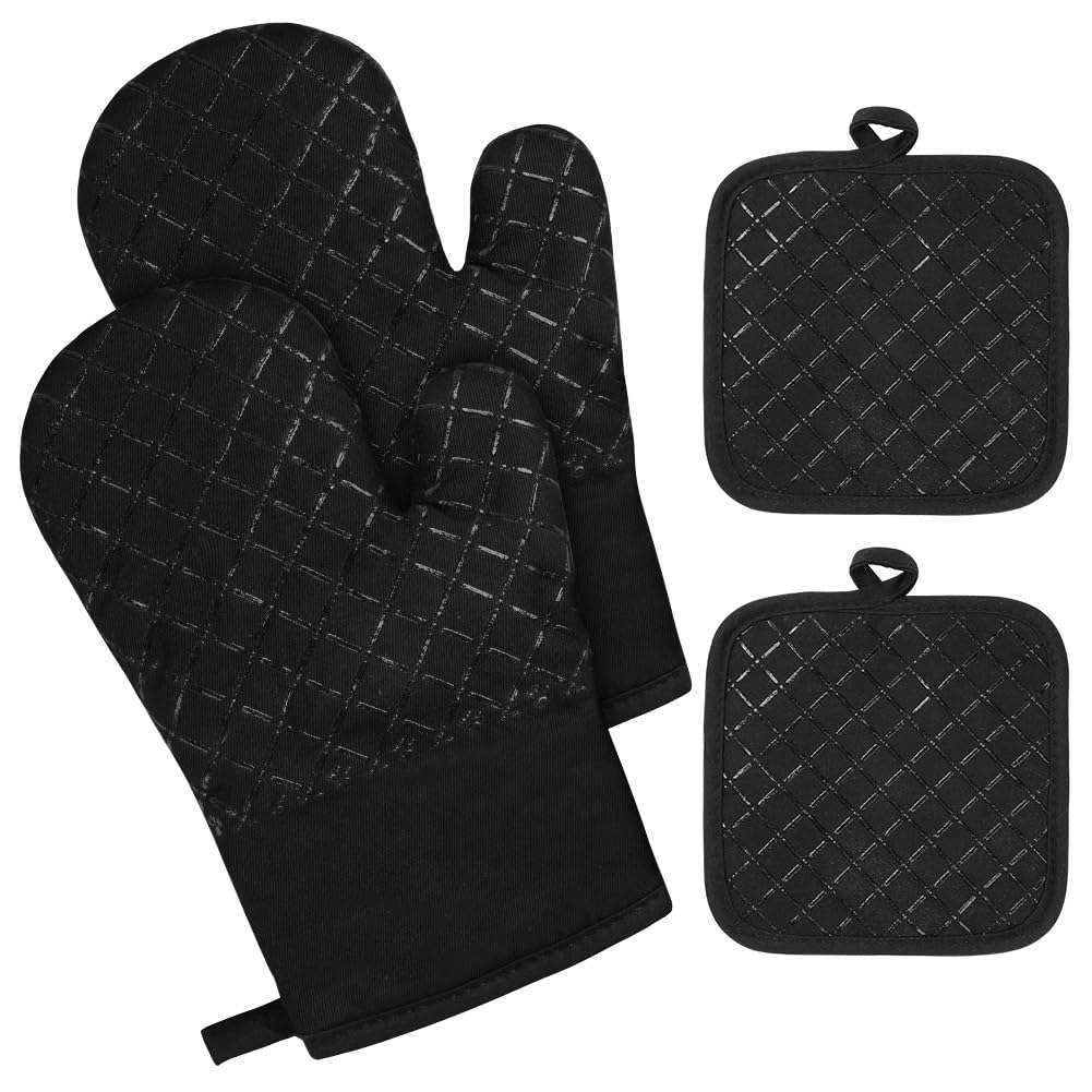 ACDNAC 4Pcs Oven Mitts,Effective Anti Slip and Anti Scalding Oven Mitt,Anti Corrosion Pot Holders