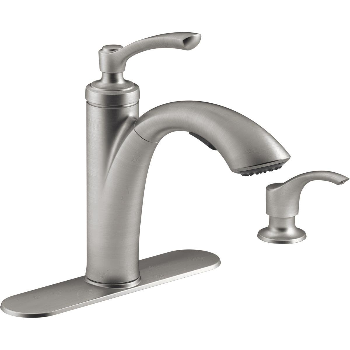 Stainless Steel Transitional Kitchen Faucet with Pull-out Spray