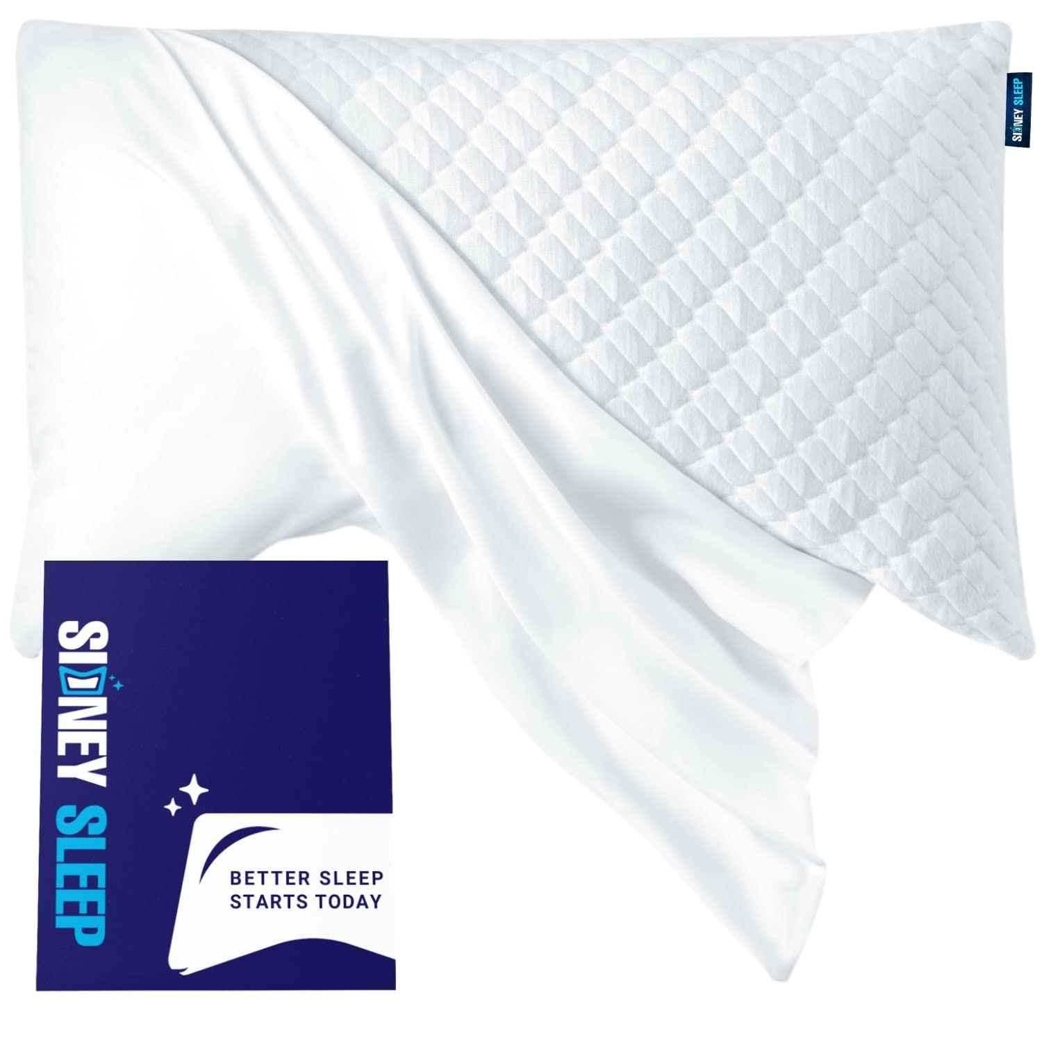 Sidney Sleep Curved Pillow Covers - Full Length Zipper Closure - Premium Soft Brushed Microfiber - 20 x 30 Inches - Fits Curved Side Sleeping Pillows (Queen, White)