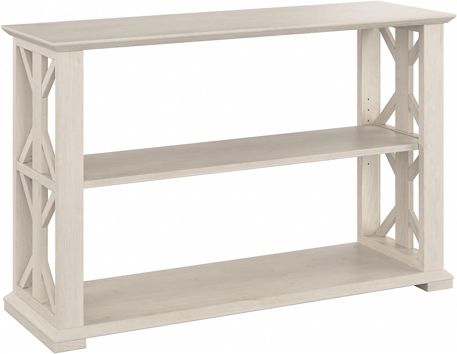 Homestead Console Table with Shelves in Linen White Oak - Engineered Wood
