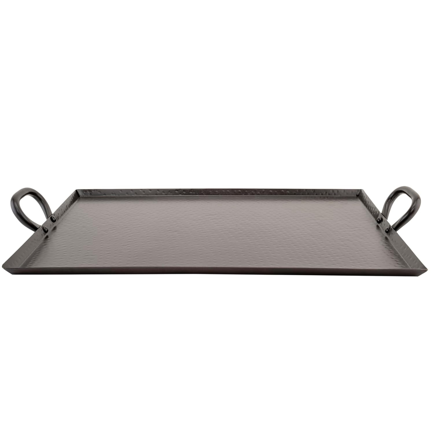 G.E.T. Heavy-Duty Metal Serving / Ottoman Tray with Handles, 19" x 15", Hammered Bronze