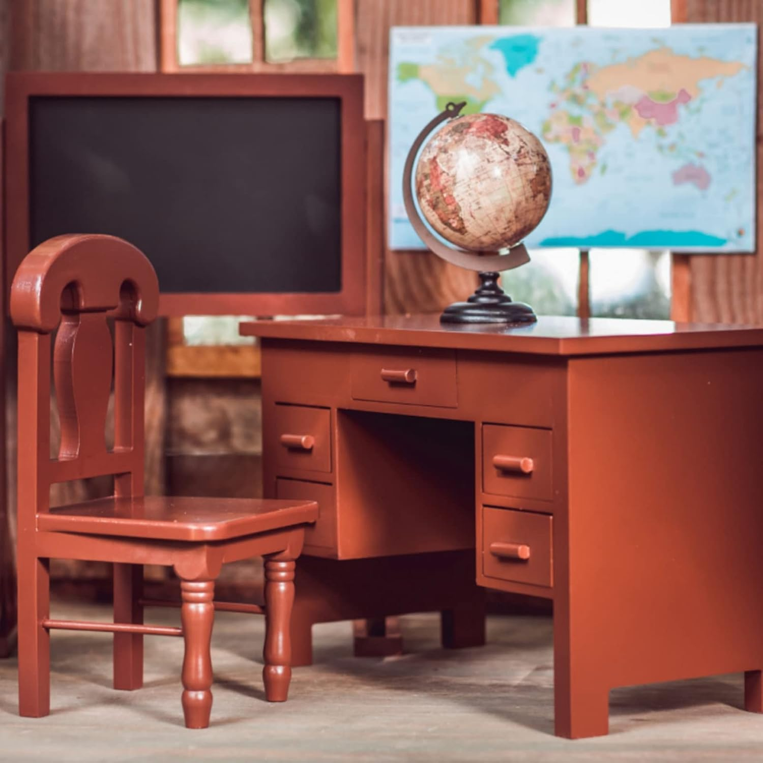 The Queen's Treasures 18 Inch Doll Furniture and Accessories, Vintage Style Wooden School Teachers Desk