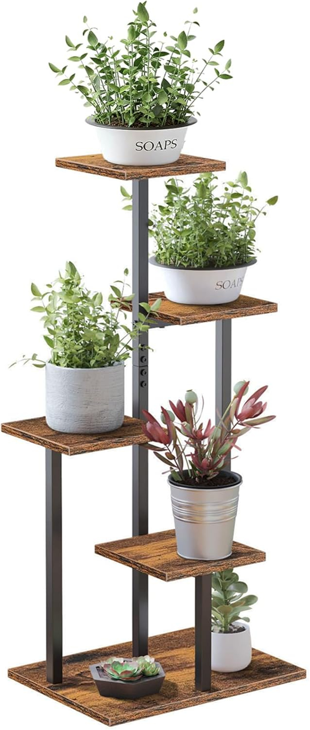 4 Tier Plant Stand Indoor, Tiered Plant Stands for Indoor Plants Multiple, Corner Flower Stand for Living Room, Multi-Layer Vintage Design Plant Shelf