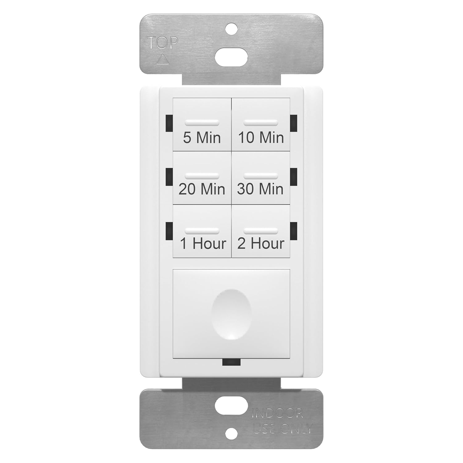 ENERLITES 2-Hour Countdown Timer Switch, 5-10-20-30 Min, 1-2 Hr, for Bathroom Fans, Heaters, Lights, LED Indicator, 120VAC 800W, No Neutral Wire Required, UL Listed, HET06-J-2H-W, White