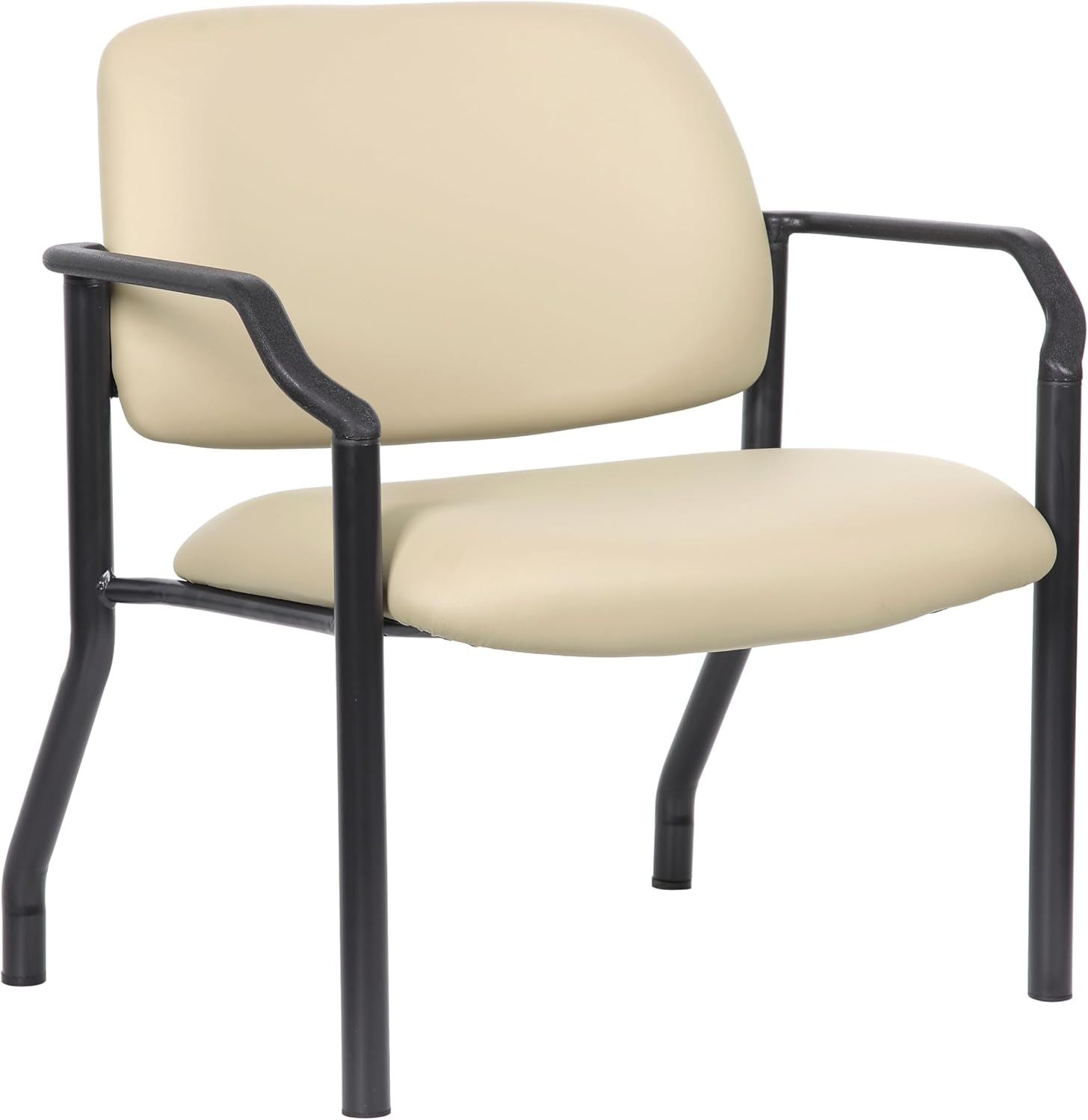 Boss Office Products Big and Tall Vinyl 500 lb. Weight Capacity Guest Armchair, Beige