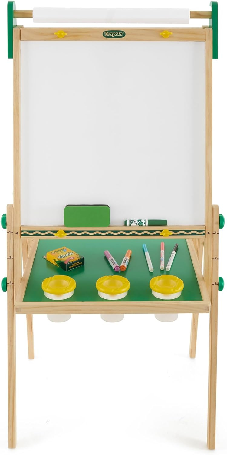 Crayola Kids Dual Sided Wooden Art Easel with Chalk and Dry Erase Markers