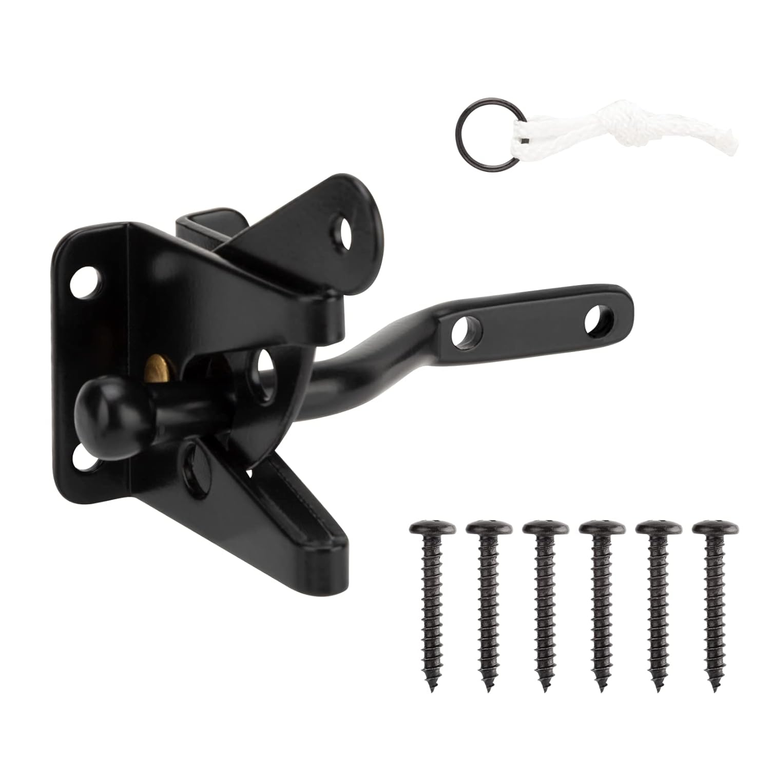 Gate Latch Automatic Gate Gravity Latch Self Locking Fence Gate Latch with Pull Cable for Wooden Fence Gates Door, Black