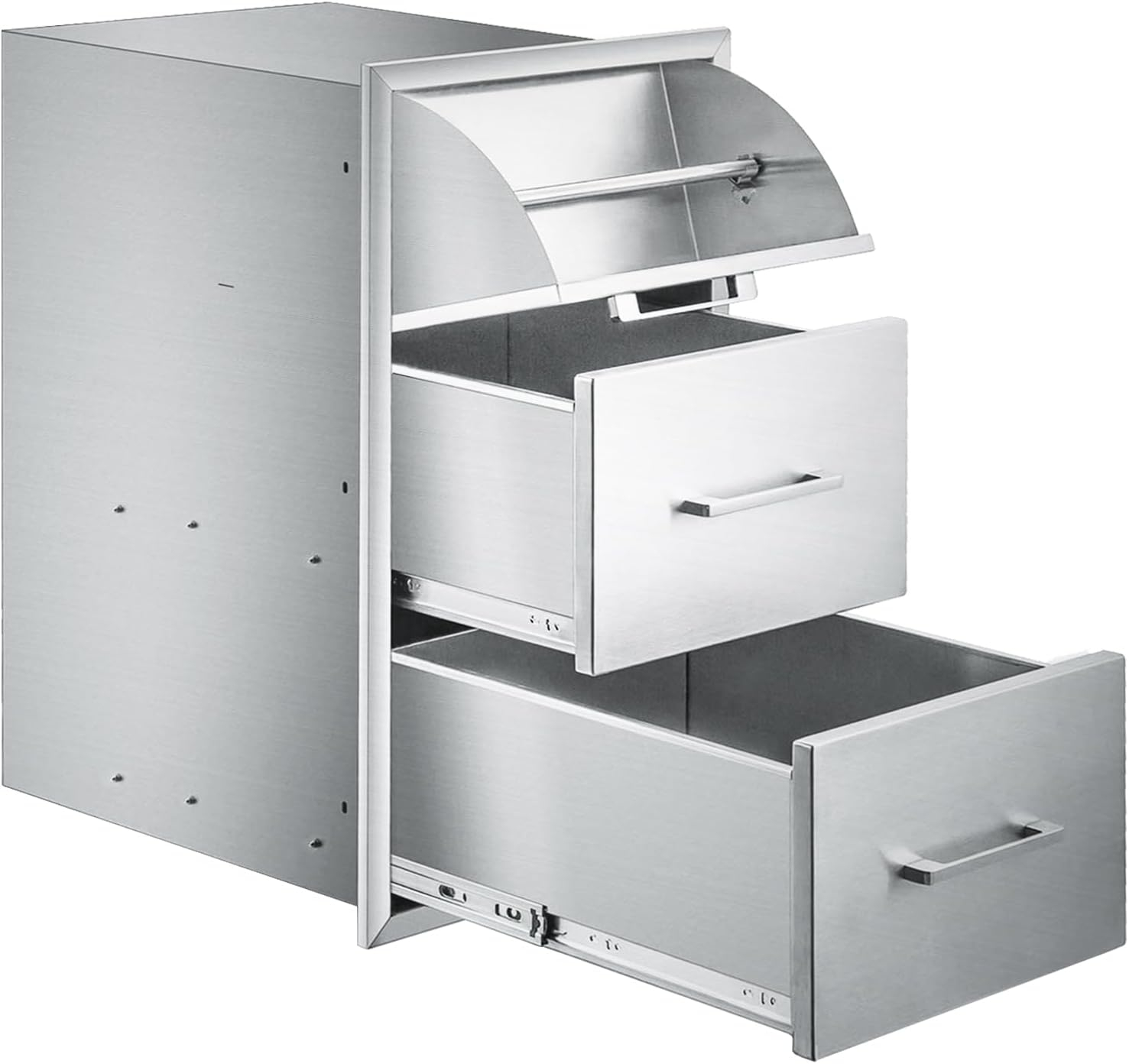 17W30H21D Inch Outdoor Kitchen Drawers Stainless Steel Double Drawer w/Paper Towel Holder Combo Works with Your Grilling or Prep Zones for Outdoor BBQ Island