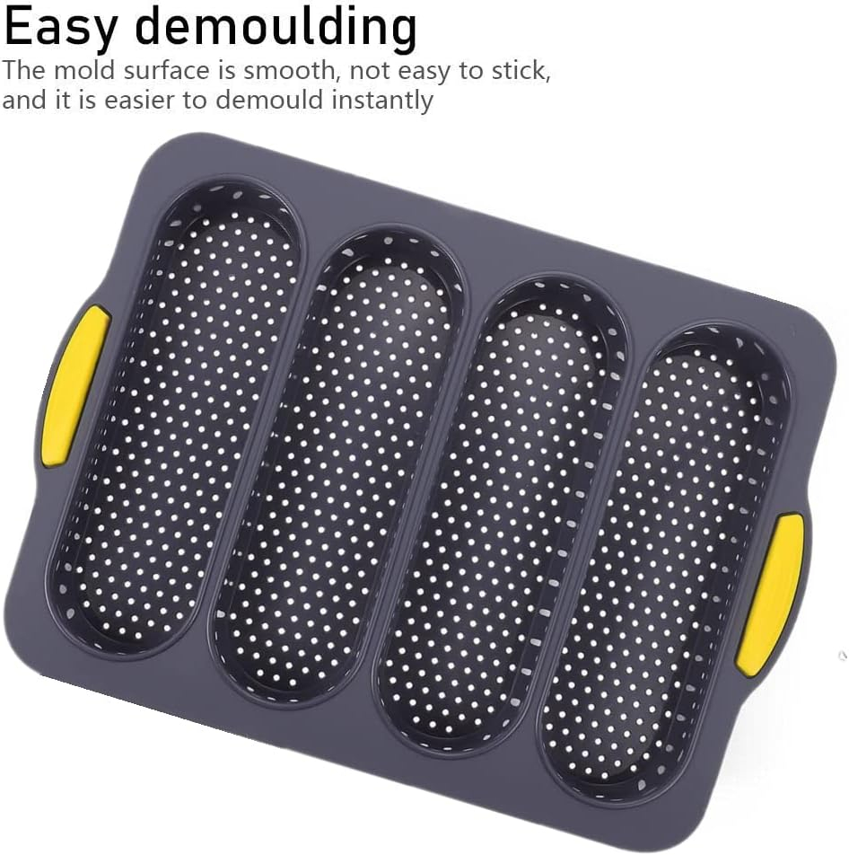 Loaf Pan French Four-hole Bread Non-stick Pan Easy Release Household Silicone Food Baking Breakfast Warm Afternoon Tea Romantic Dinner Tool