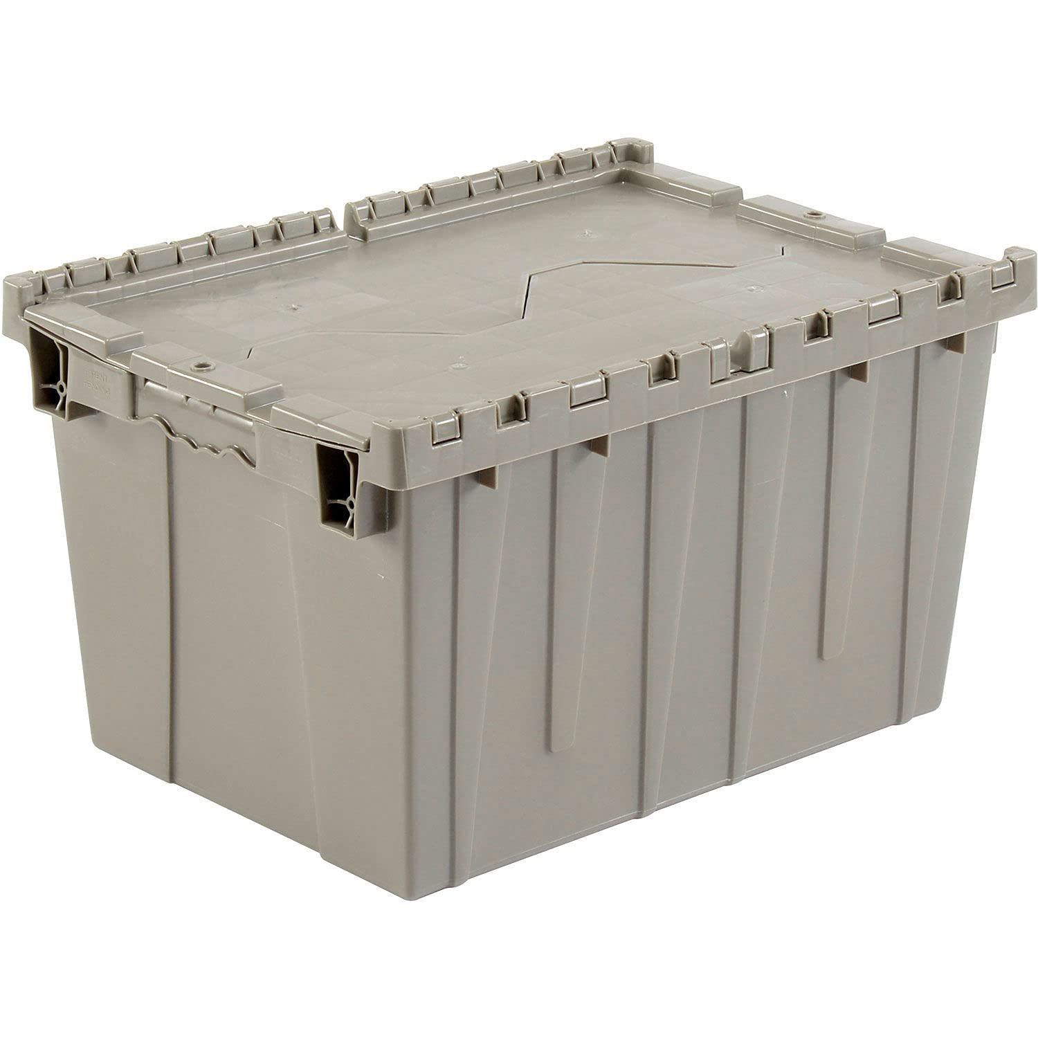 Gray Plastic Hinged Lid Storage Container 21-7/8x15-1/4x12-7/8