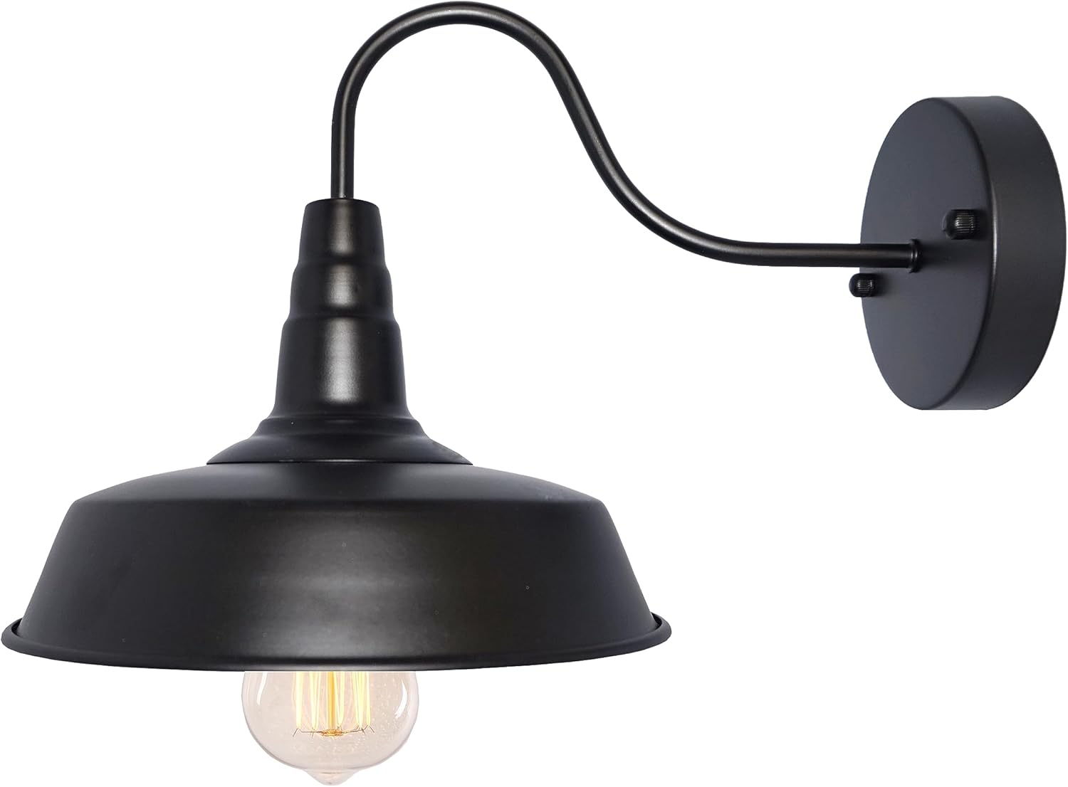 BRIGHTESS #80 Retro Black Wall Sconce Lighting Gooseneck Barn Flat Lights Industrial Vintage Farmhouse Wall Lamp Outside Led Light Fixtures E26 Bathroom Kitchen Bedroom Hardwired