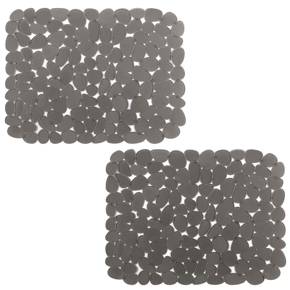 Yolife Pebble Sink Mats for Stainless & Porcelain Sinks, PVC Saddle Protectors - Dish & Glassware Guard (Grey, 2 Pack)