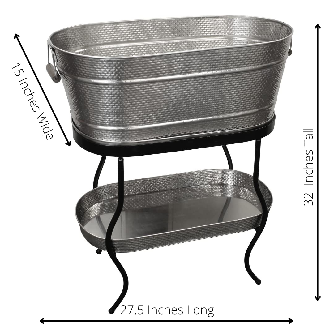 Brickhouse Stainless Steel Beverage Tub with Stand and Tray