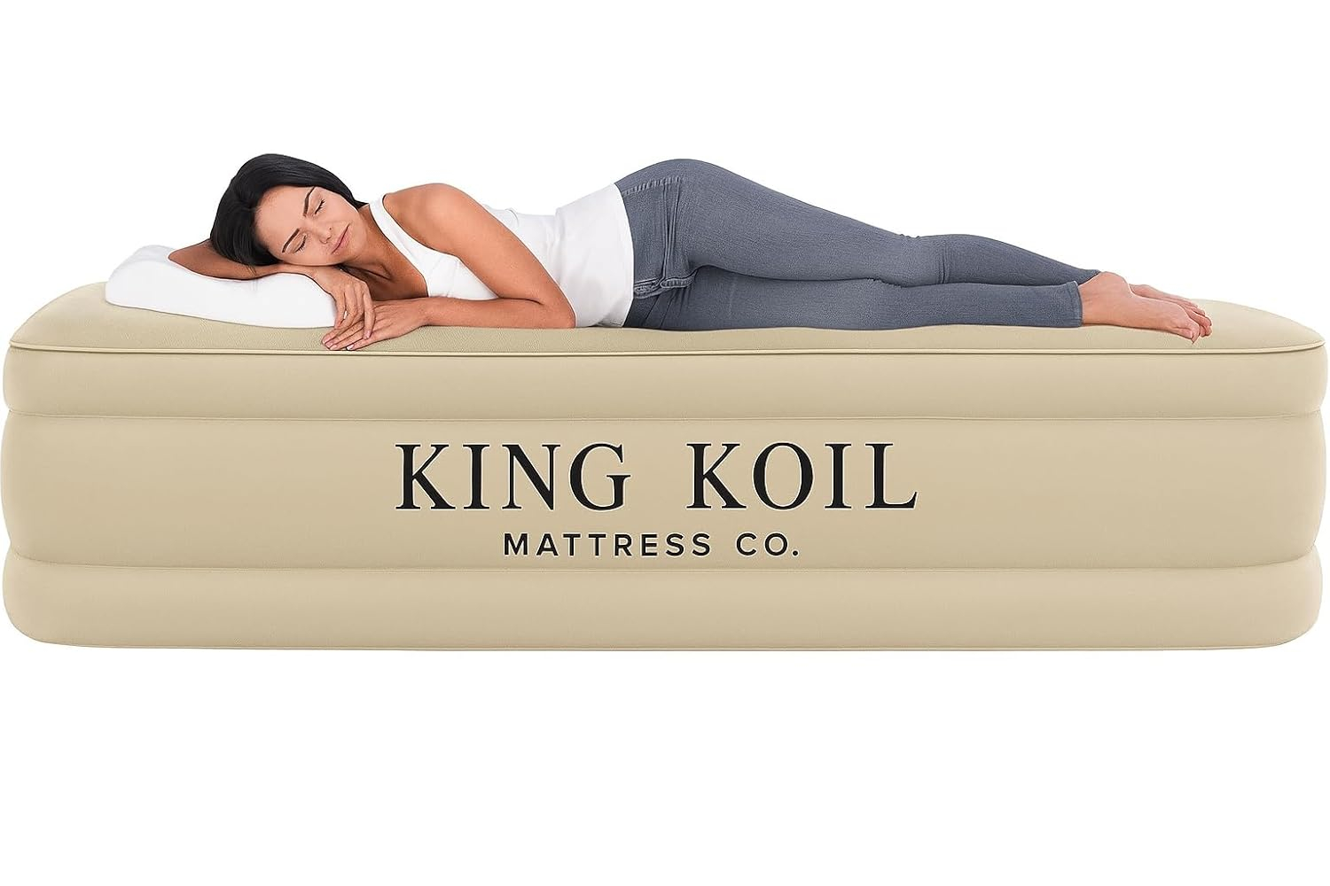 King Koil Luxury Twin Air Mattress with Built-in High-Speed Pump for Home, Guests & Camping - 13" Twin Size Premium, Double High Inflatable Blow Up Mattress Waterproof