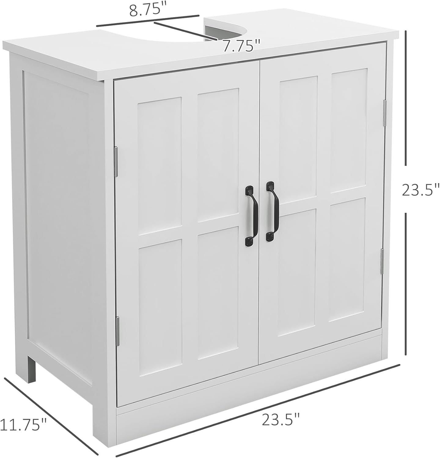 kleankin Pedestal Sink Storage Cabinet, Under Sink Cabinet, Bathroom Vanity Cabinet with Double Doors and Adjustable Shelf, White