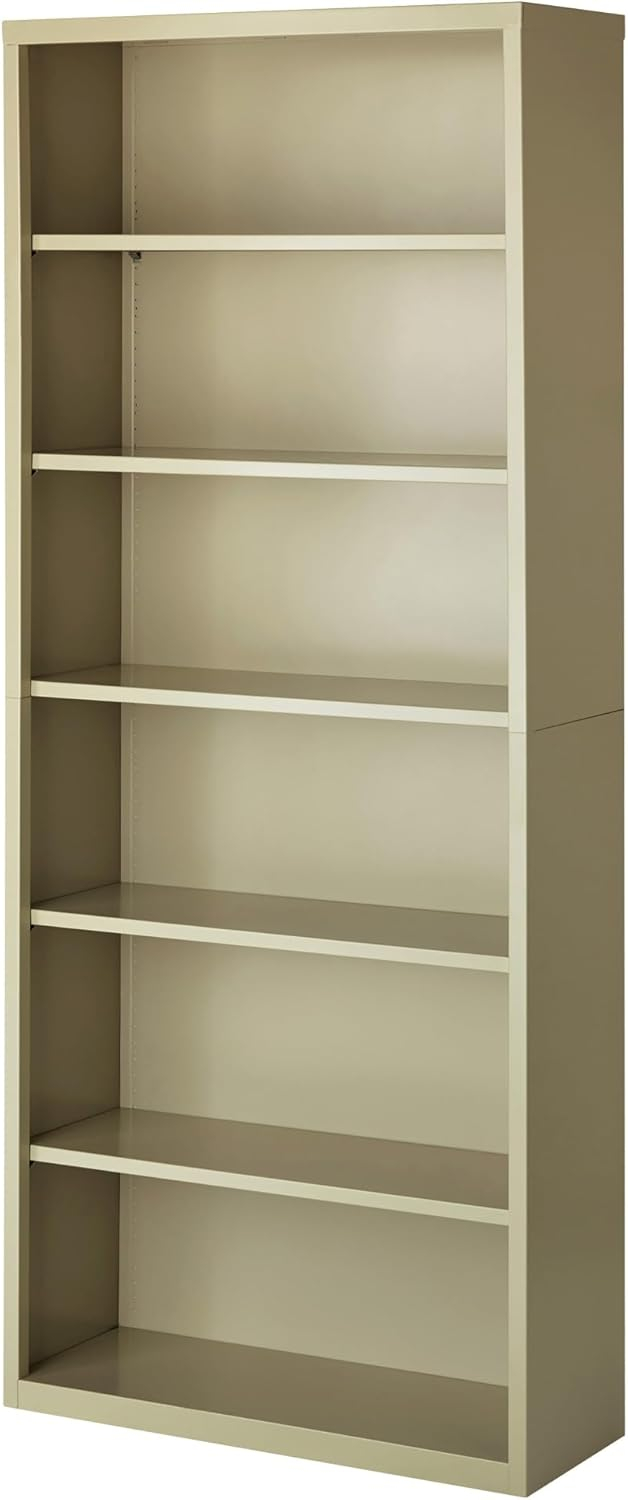 Lorell Fortress Series Bookcases - 34.5" x 13" x 82" - 6 x Shelf(ves) - Putty - Powder Coated - Steel - Recycled